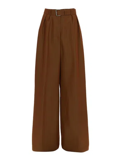 Dries Van Noten Wool-viscose Tailored Trousers In Brown