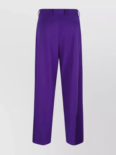 Dries Van Noten Tailored Wide Leg Trousers Pleated Design In Purple
