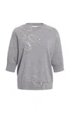Dries Van Noten Taja Embellished Merino-wool Top In Gray