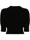Dries Van Noten Taleen Puff-sleeve Crop Sweater In Black