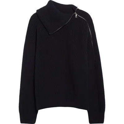 Dries Van Noten Talim Wool Half Zip Turtleneck Sweater In Black