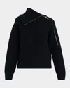 Dries Van Noten Talim Zipped Wool Turtleneck Sweater In Black