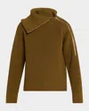 Dries Van Noten Talim Zipped Wool Turtleneck Sweater In Brown