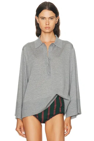 Dries Van Noten Talis Polo Sweater In Gray