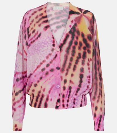 Dries Van Noten Talita Printed Cotton-blend Cardigan In Pink