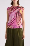 Dries Van Noten Tamara Leopard Orchid Sleeveless Cotton Blend Sweater In Pink