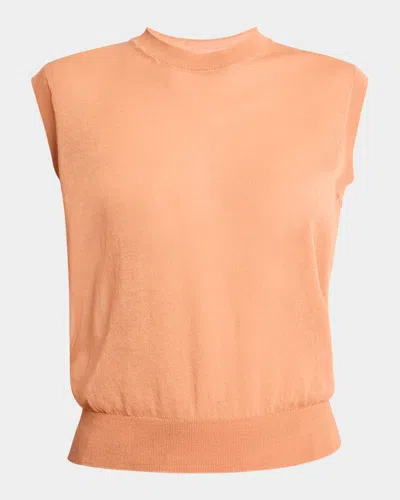 Dries Van Noten Tamara Sheer Knit Sleeveless Sweater In Peach