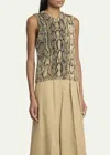 Dries Van Noten Tamba Printed Top In Beige In Animal Print