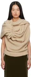 Dries Van Noten Draped Textured Pin Ribbed Top In 004 Natural