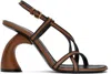 DRIES VAN NOTEN TAN & BLACK TRIMMED HEELED SANDALS