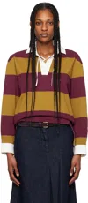 Dries Van Noten Tan & Red Striped Polo In 203 Mustard