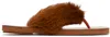 Dries Van Noten Tan Calf-hair Flip Flops In 701 Rust