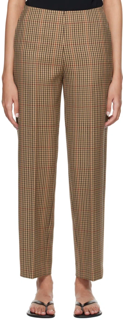 Dries Van Noten Tan Check Trousers In 701 Rust
