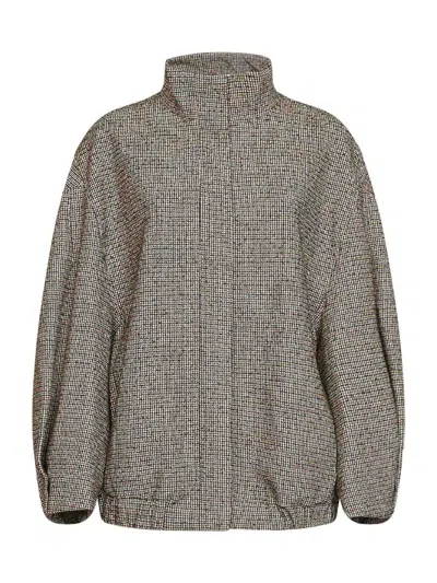 Dries Van Noten Tan Checked Wool-cotton Blend Voles Jacket In Brown