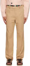 Dries Van Noten Tan Creased Trousers In 101 Sand