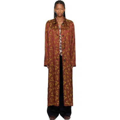 Dries Van Noten Floral-jacquard Satin Coat In Multi