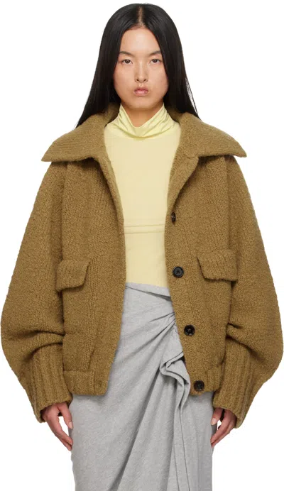 Dries Van Noten Tan Knit Wool Jacket In 102 Camel