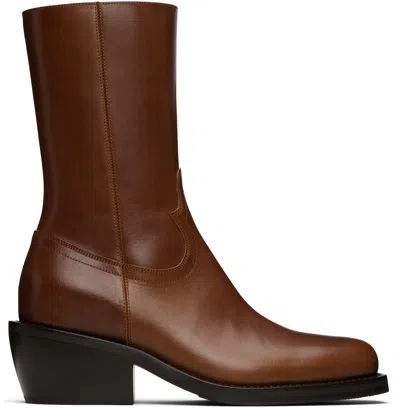 Dries Van Noten Tan Leather Boots