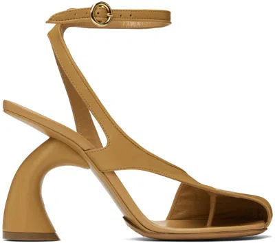 Dries Van Noten Tan Leather Heeled Sandals In 203 Mustard