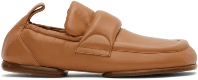 Dries Van Noten Tan Padded Loafers In Beige