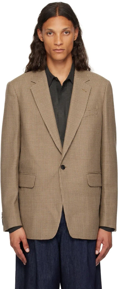 Dries Van Noten Tan Padded Shoulder Blazer In 102 Camel