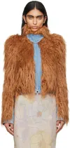 Dries Van Noten Tan Paneled Faux-fur Jacket In 701 Rust
