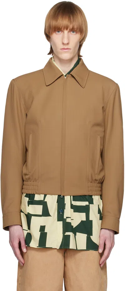 Dries Van Noten Tan Paneled Jacket In 101 Sand