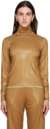 Dries Van Noten Tan Raw Edge Turtleneck In 606 Khaki