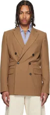 Dries Van Noten Tan Regular Fit Wool Blazer In Brown
