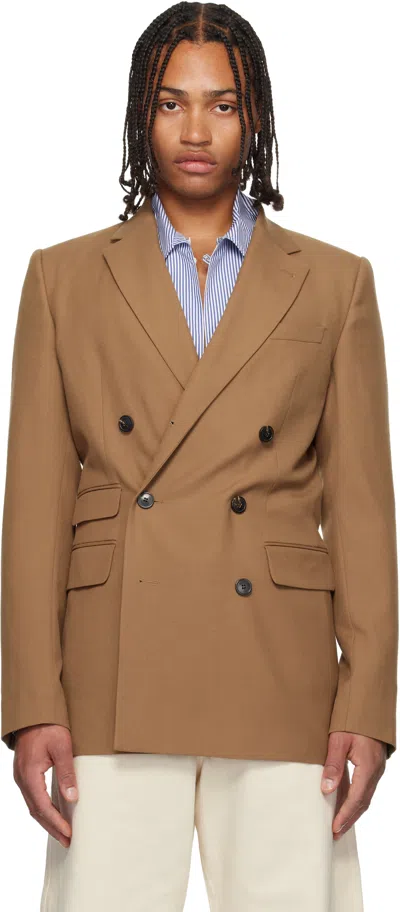 Dries Van Noten Tan Regular Fit Wool Blazer In Brown