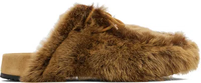Dries Van Noten Tan Shearling Clogs In Brown