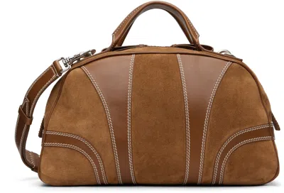 Dries Van Noten Tan Suede Duffle Bag In Brown