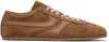 Dries Van Noten Suede Sneakers With Leather Overlays And Scalloped Design In Brown