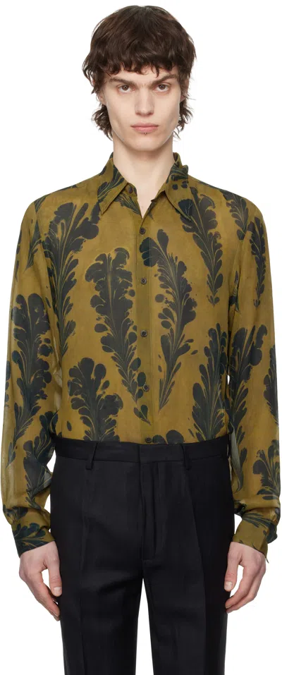 Dries Van Noten Tan Tight Fit Shirt In 205 Ocra
