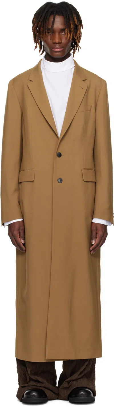 Dries Van Noten Tan Wool & Mohair Coat In 712 Tan