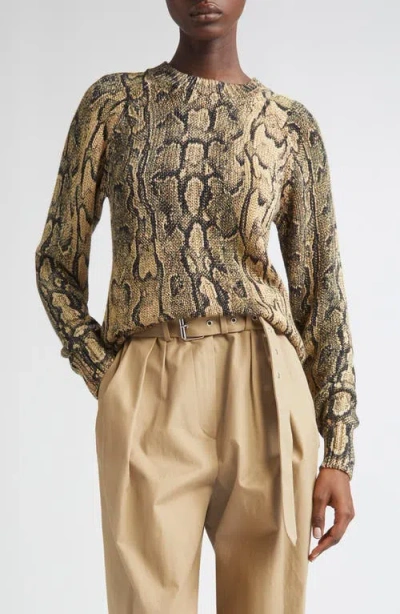 Dries Van Noten Tanna Snakeskin Jacquard Sweater In Gold