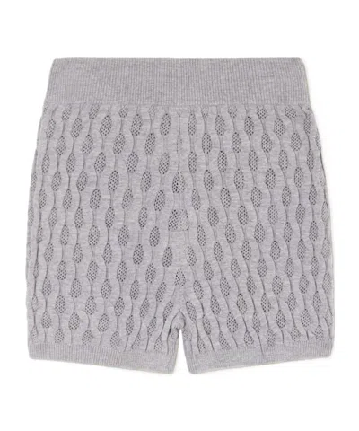 Dries Van Noten Target Pointelle Merino Wool Shorts In Gray