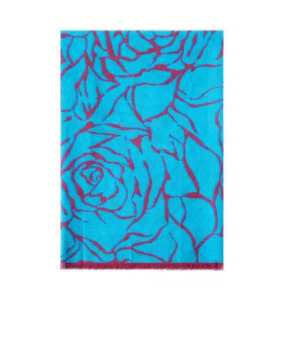 Dries Van Noten Fringed Printed Cotton-voile Scarf In Blue