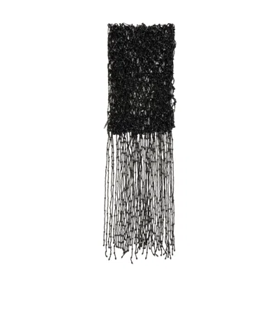 Dries Van Noten Fringed Embellished Beaded Scarf In Animal Print