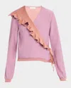 Dries Van Noten Tatum Cotton-blend Wrap Cardigan In Old Rose