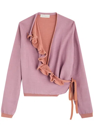 Dries Van Noten Tatum Cotton-blend Wrap Cardigan In Pink Light