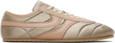 Dries Van Noten Taupe & Pink Satin Sneakers In Multi