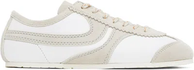 DRIES VAN NOTEN TAUPE & WHITE SUEDE SNEAKERS