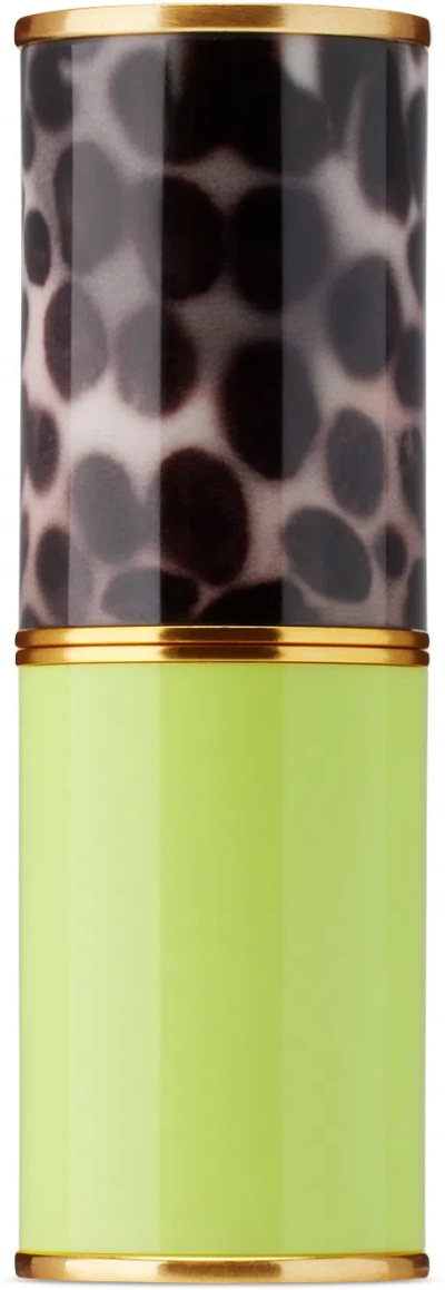 DRIES VAN NOTEN TAUPE & YELLOW NEON PRINT REFILLABLE LIPSTICK CASE