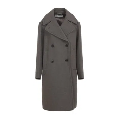 DRIES VAN NOTEN TAUPE BROWN WOOL RAQUEL COAT