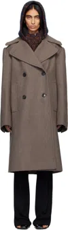 Dries Van Noten Taupe Double-breasted Coat