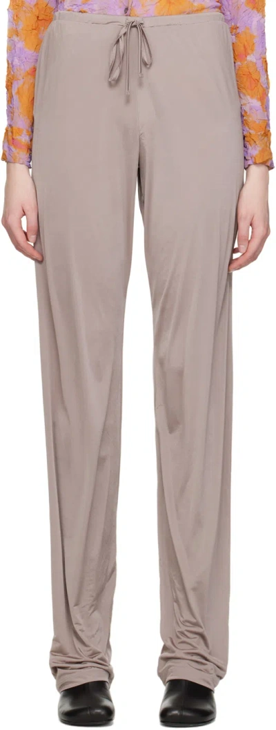Dries Van Noten Taupe Drawstring Trousers In 306 Smoke