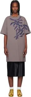 Dries Van Noten Taupe Embroidered Minidress In 306 Smoke