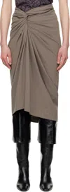 Dries Van Noten Taupe Knotted Jersey Midi Skirt In 306 Smoke