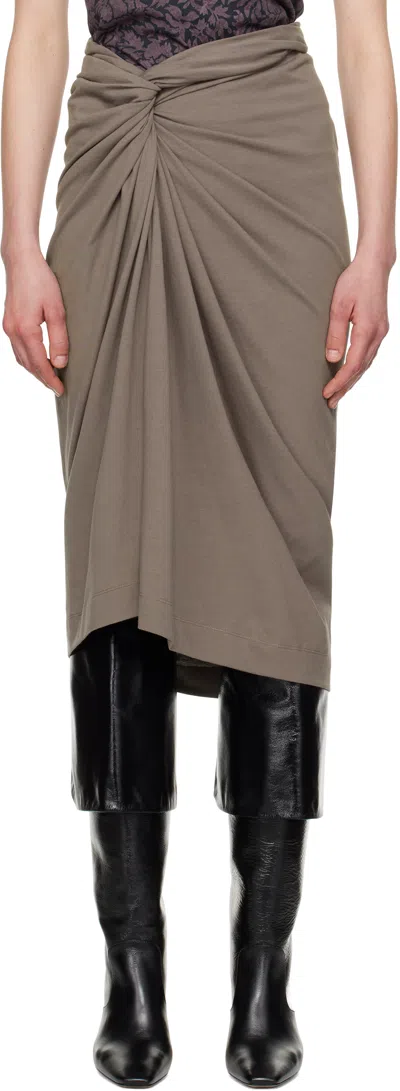 Dries Van Noten Taupe Knotted Jersey Midi Skirt In 306 Smoke